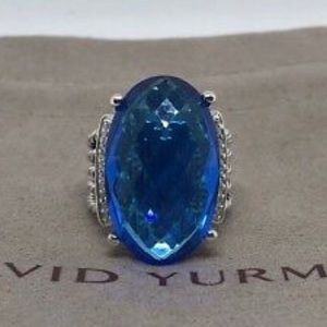 David Yurman Blue Topaz Oval Wheaton Ring